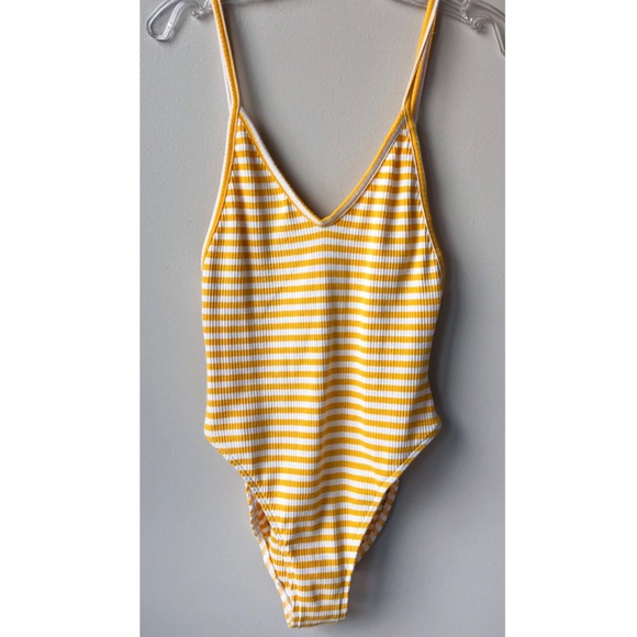 Out From Under Ribbed V-Neck Striped Bodysuit - Picture 2 of 3